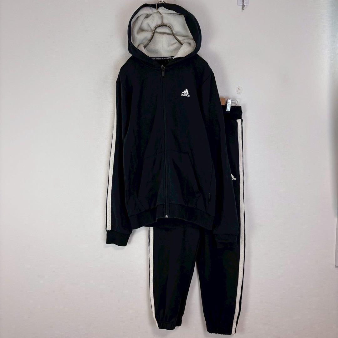 ◆アディダス【M】スウェットフルジップパーカー パンツ セットアップ 刺繍ロゴ
