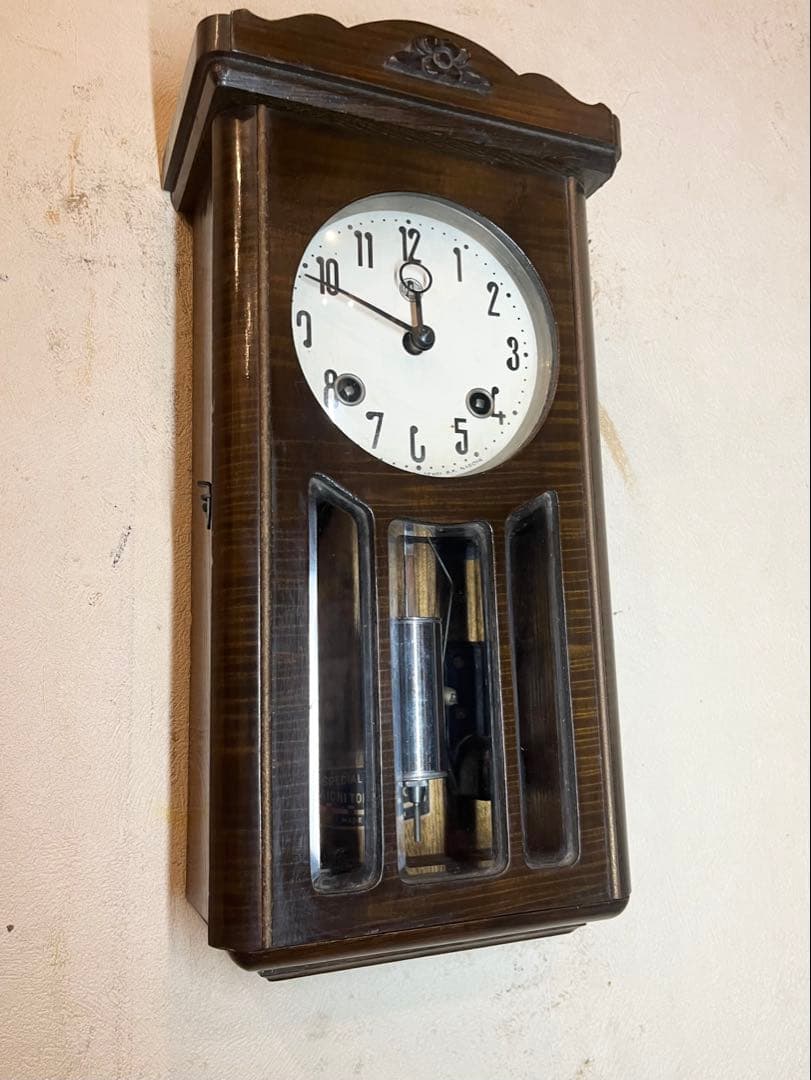 愛知時計　ミニミニ　柱時計　古時計　振り子　レトロ　ゼンマイ　ボンボン　精工舎