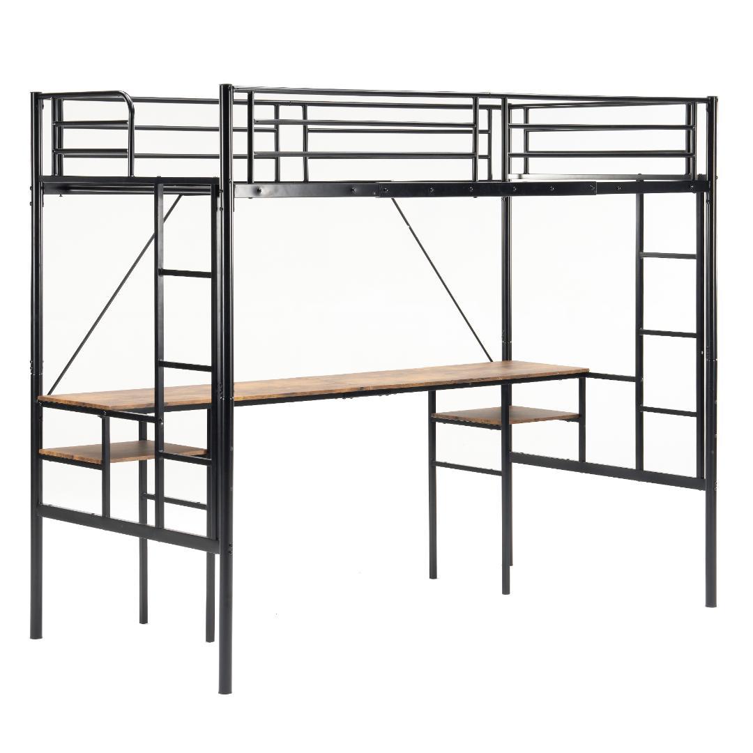 【ブラック】システムベット ロフト シングル 耐荷重150kg 高さ170cm