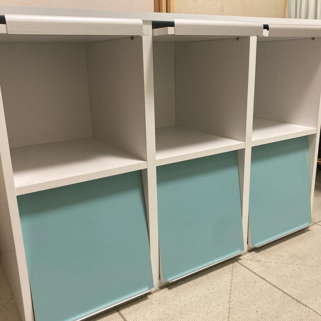 水色 オープンシェルフ 収納6つ 飾り棚 絵本　赤ちゃん お片付け 絵本ラック