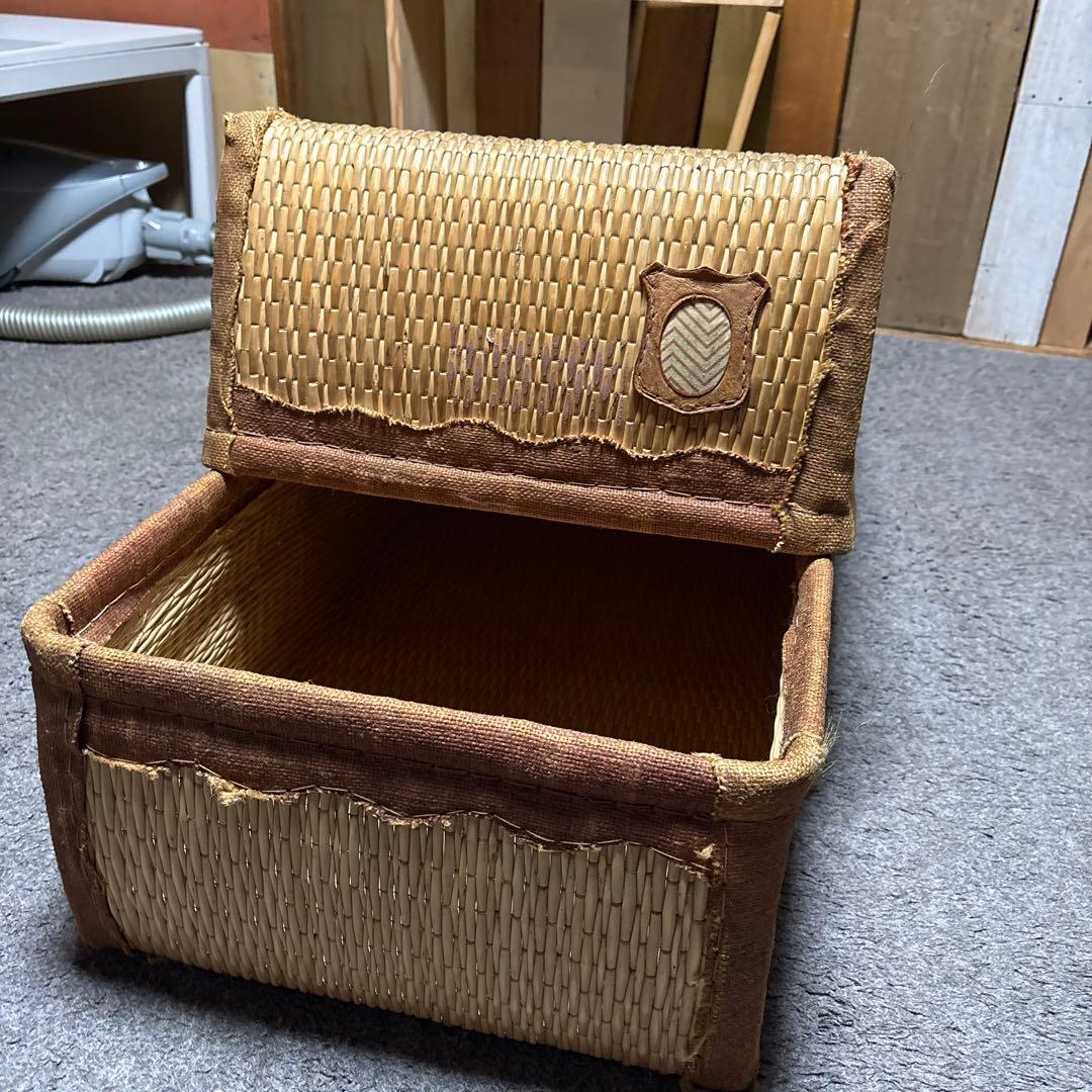 ラタン製オープントップ収納ボックス