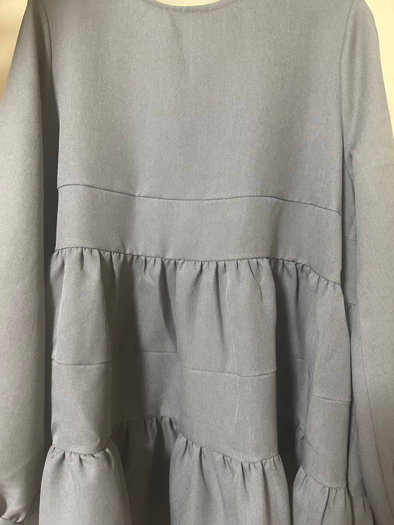 新品　yori ランダムティアードショートドレス　グレー