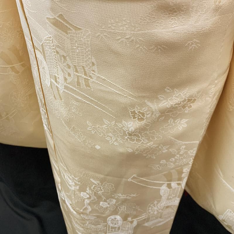 508ag30■七五三 七歳 女児 着物&袋帯&長襦袢 色無地　ふくよか■美品