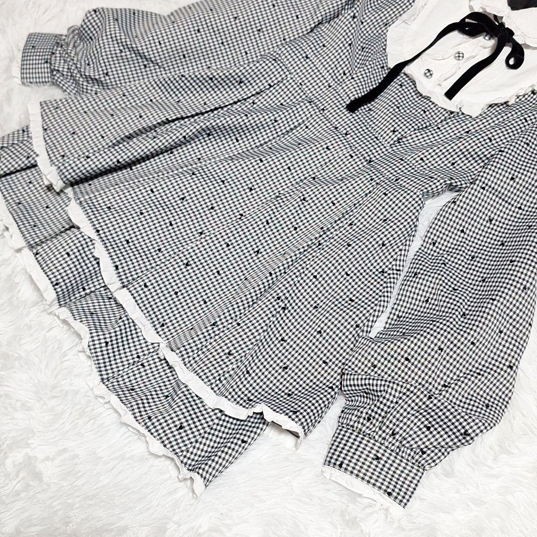 honey cinnamon　ハートドット　ベロアリボン配色ヨークワンピース