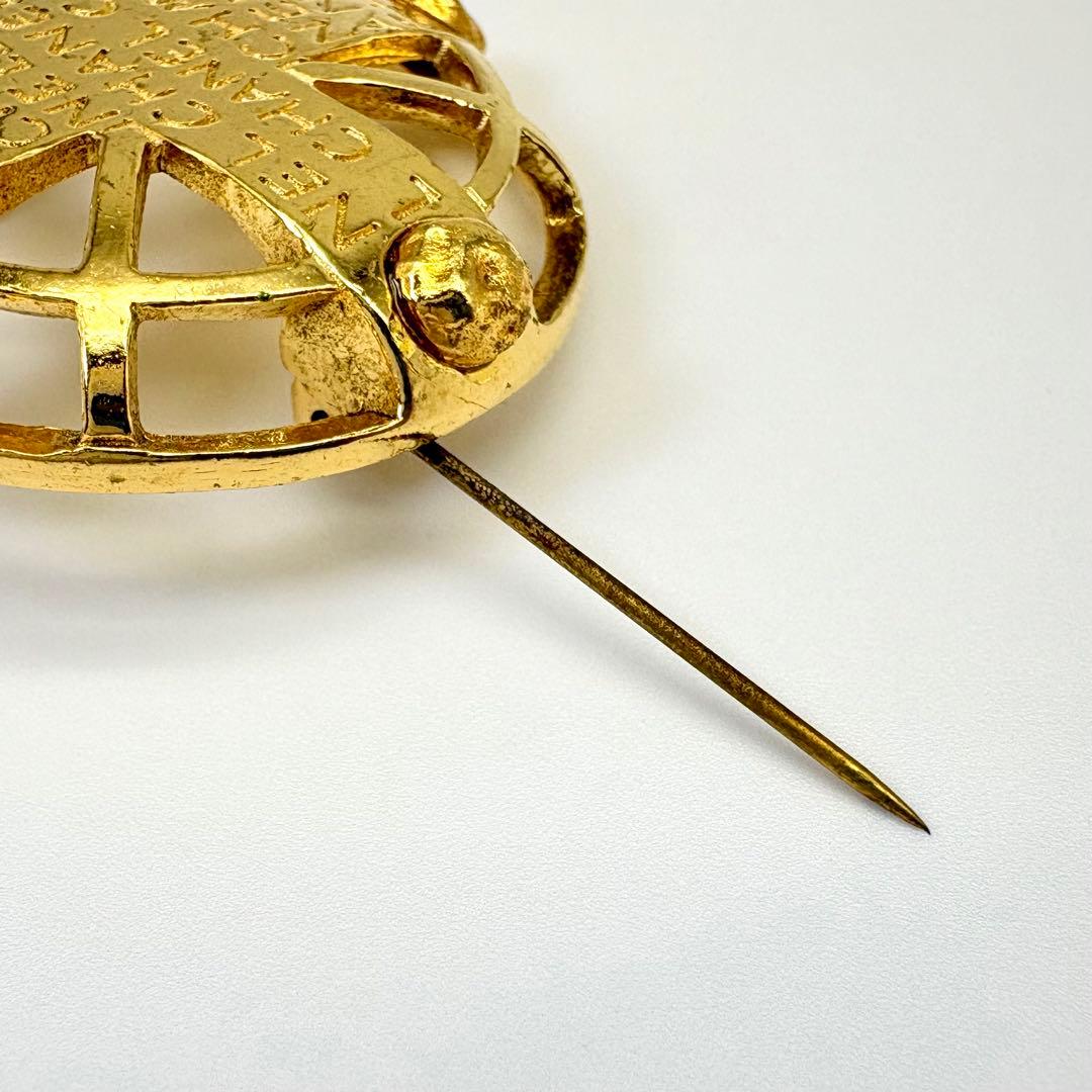 CHANEL シャネル ブローチ クロス ロゴ ヴィンテージ ゴールド