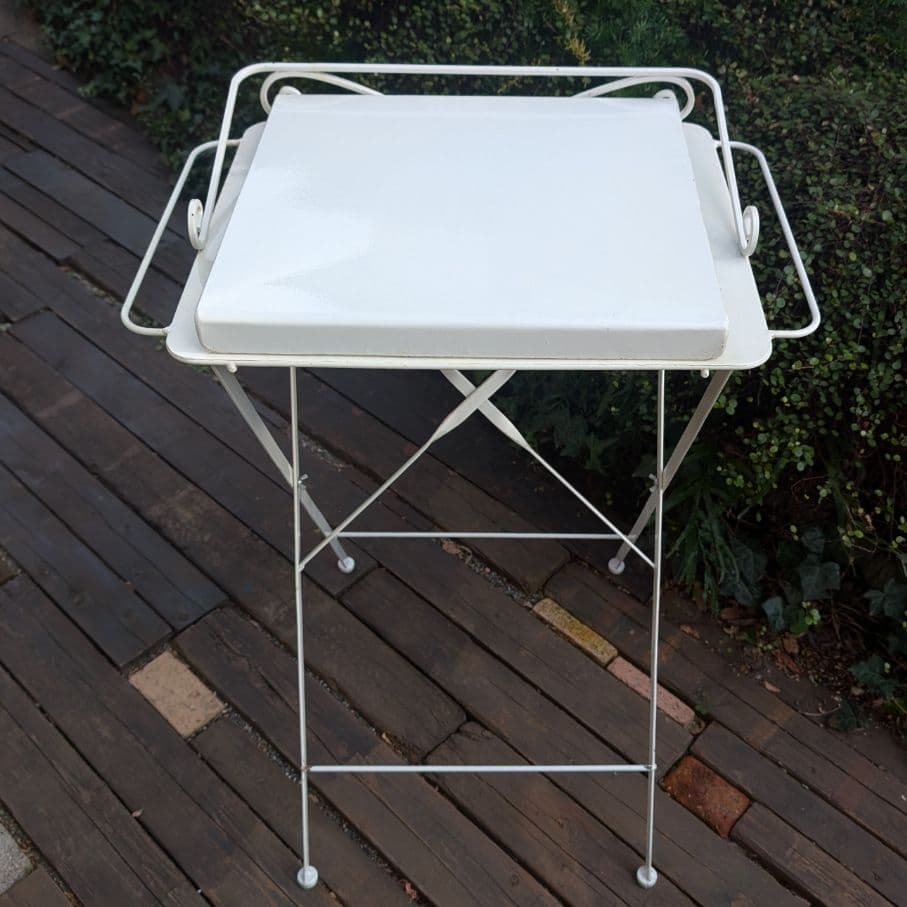 ウォッシュスタンド　アンティーク　レトロ　洗面台 折り畳み　ボウル・蓋付き　白