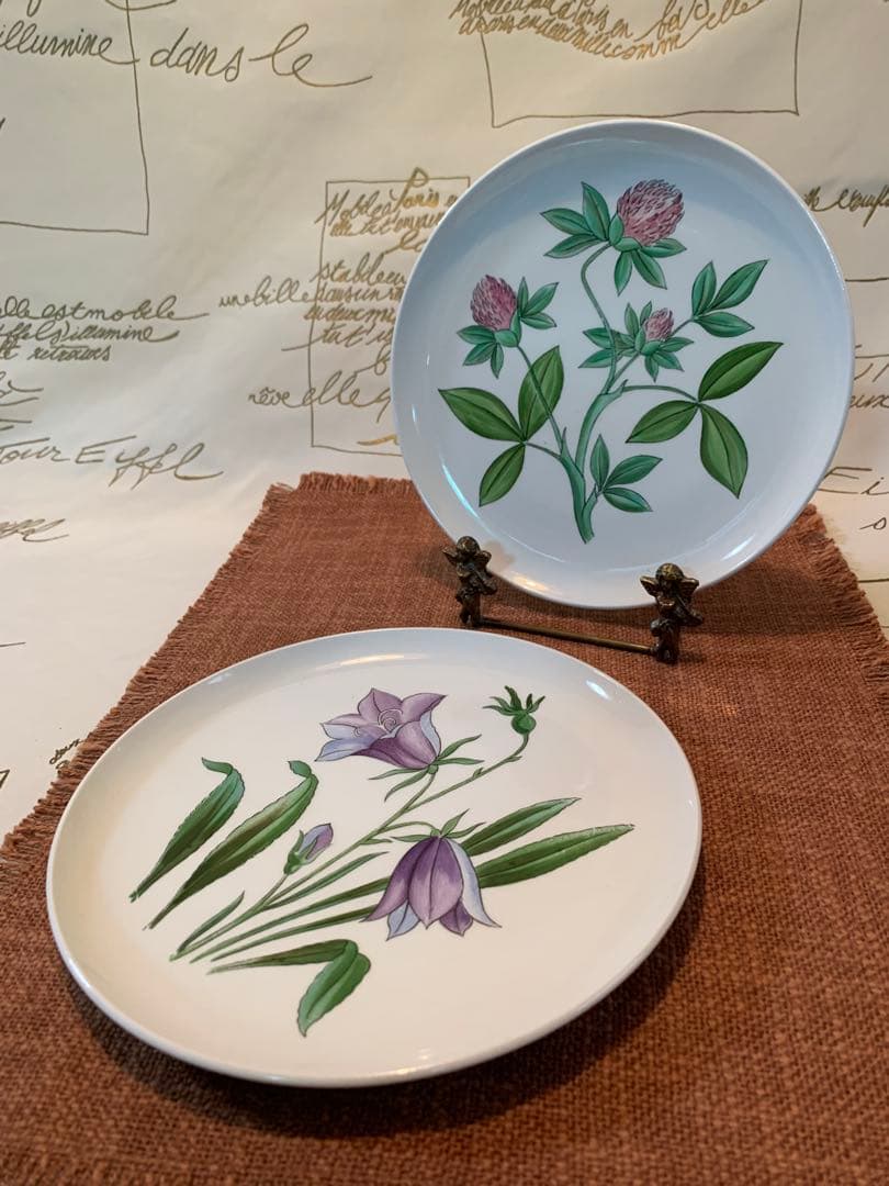 ロールストランド　レアなビンテージの可愛手書きフローラシリーズのお皿2枚セット！