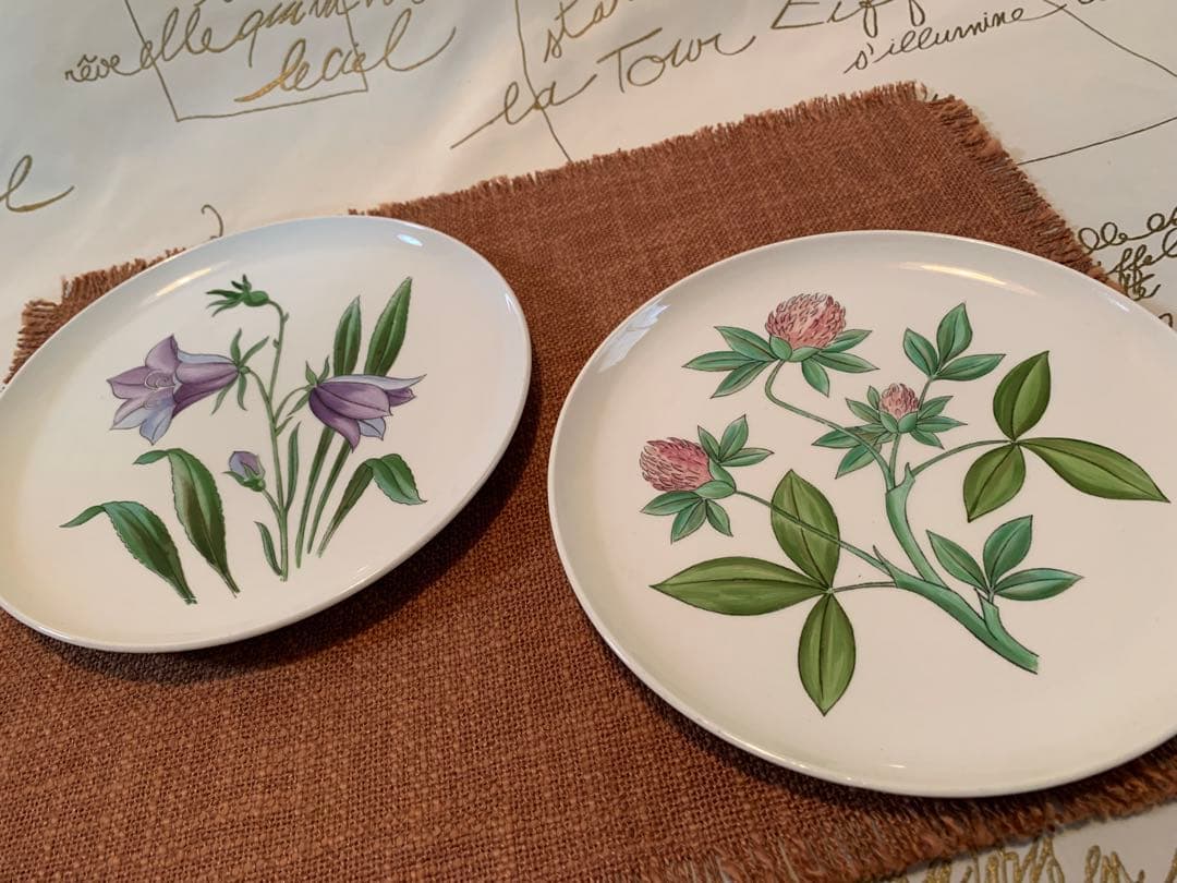 ロールストランド　レアなビンテージの可愛手書きフローラシリーズのお皿2枚セット！