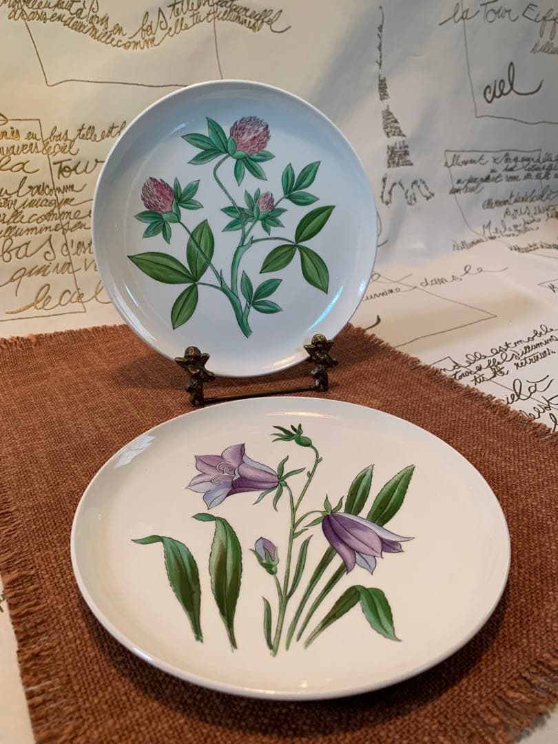 ロールストランド　レアなビンテージの可愛手書きフローラシリーズのお皿2枚セット！