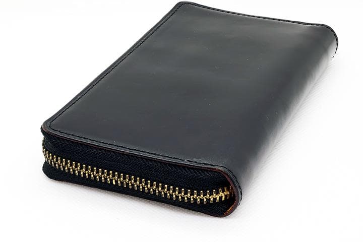 GANZO THIN BRIDLE ファスナー付き4本入りペンケース ブラック