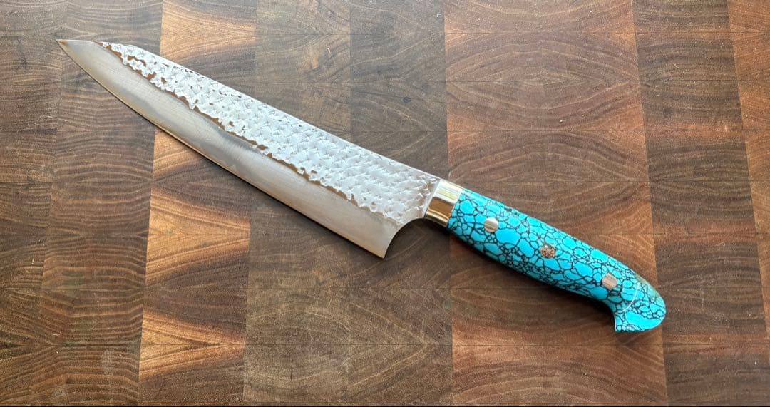 黒崎優　閃光　鋭　sg2 切付　牛刀 210mm ターコイズ　洋包丁　越前