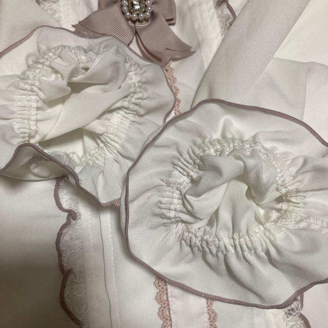 LIZLISA トップス 3つリボンハートチョーカーブラウス ピンク ホワイト