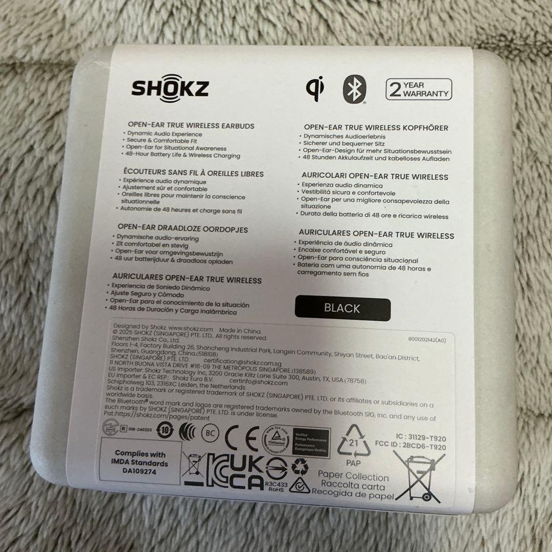 SHOKZ OPENFIT 2+ ブラック　新品未開封　ケースと保証書付き