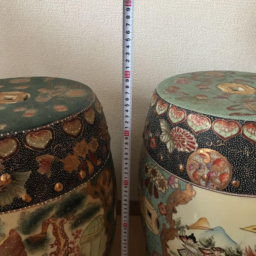 旧家蔵出　中国美術　古美術　清時代　陶器　鼓風 置物 庭 花台 飾台 骨董品