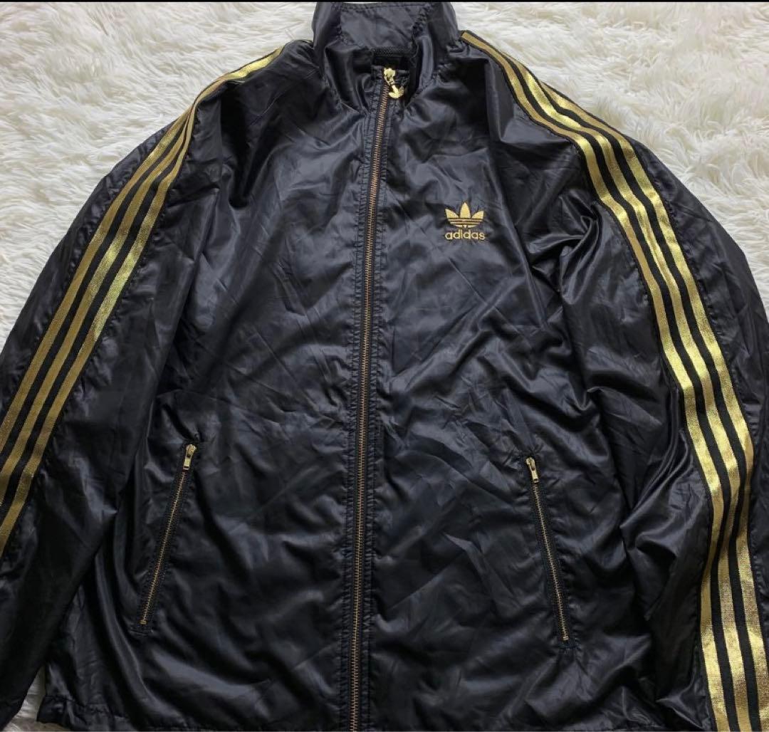 極美品■adidas スポーツウェア セットアップ 黒 金 トレフォイル L