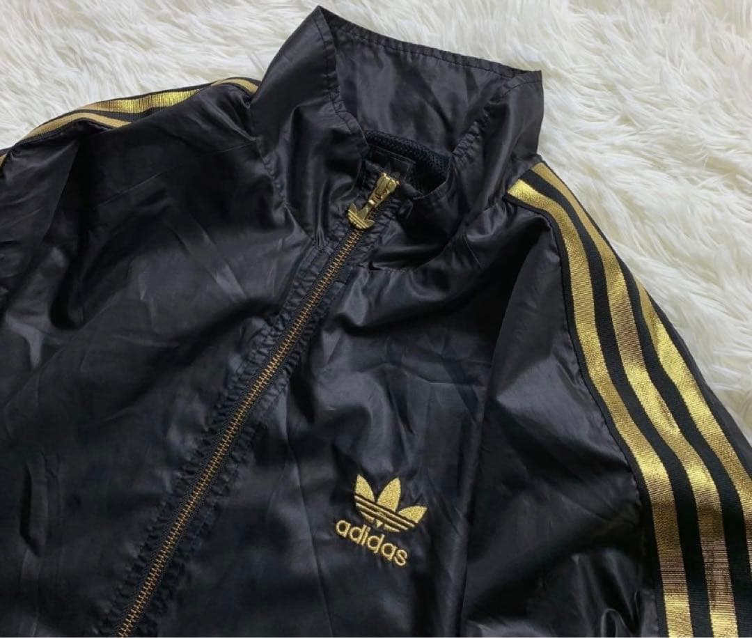 極美品■adidas スポーツウェア セットアップ 黒 金 トレフォイル L