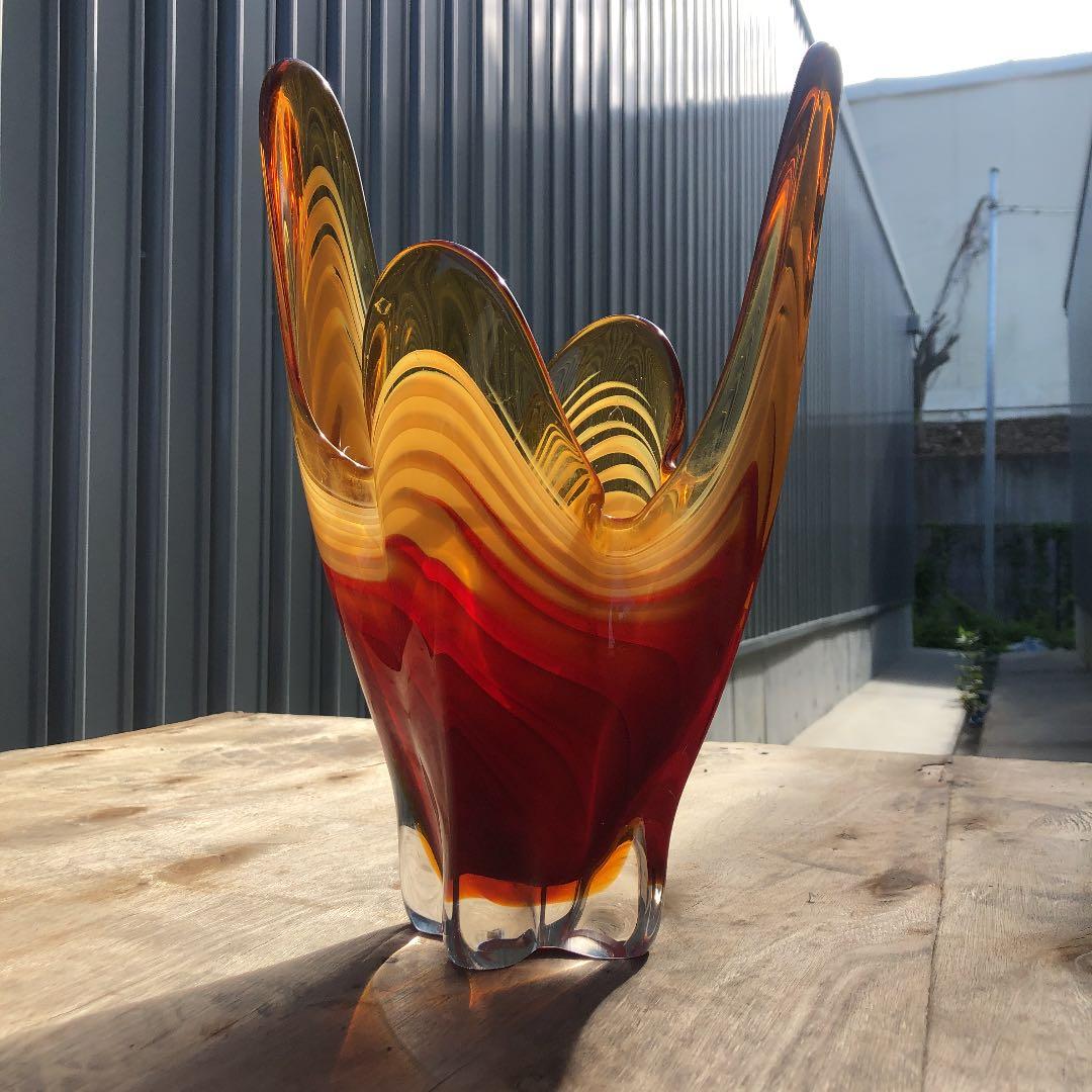 花瓶　ガラス　サイケ　レトロ　鍾乳洞　モニュメント　アリゾナ砂漠　津軽びいどろ