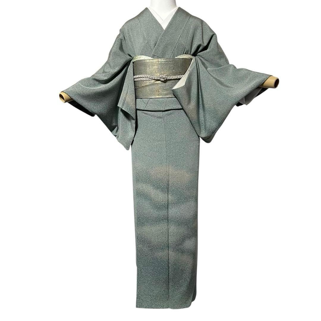 m**様 正絹　訪問着　たたき染め　フルセット　西陣唐織プラチナ箔袋帯　美品