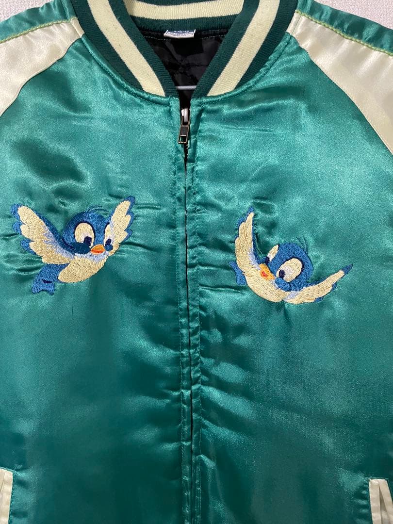 【ディズニー年代物】バンビ刺繍スカジャン　グリーン