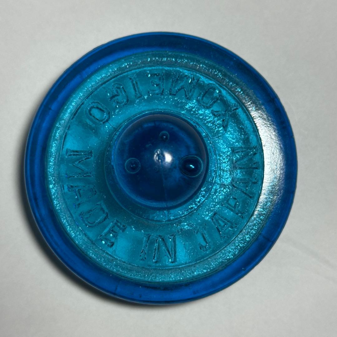 ◆ナリトラ◆レトロガラス 飴屋瓶 シュガーポット 希少ブルー プレスガラス