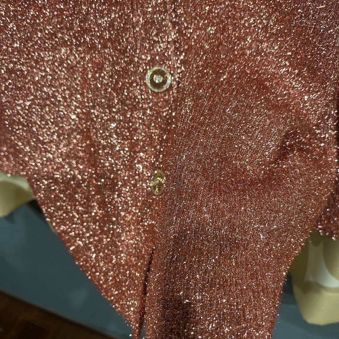 【LOULOU WILLOUGHBY】フィルムラメミドルカーディガン