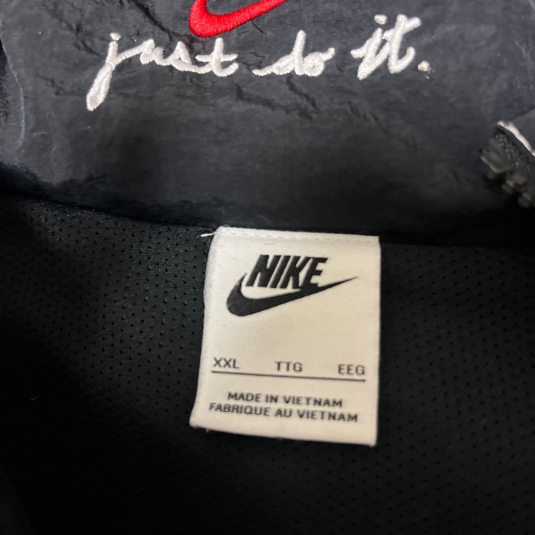 希少】NIKE ナイロンアノラック M Old style 刺繍ロゴ XXL 黒