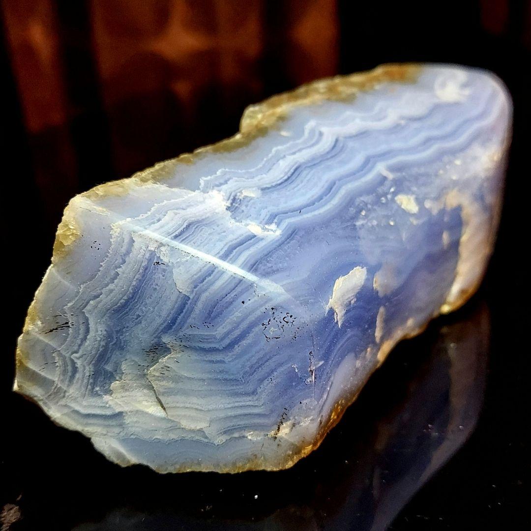 超レア！大きくてとても綺麗なブルーレースアゲート 瑪瑙メノー 原石表面磨き523