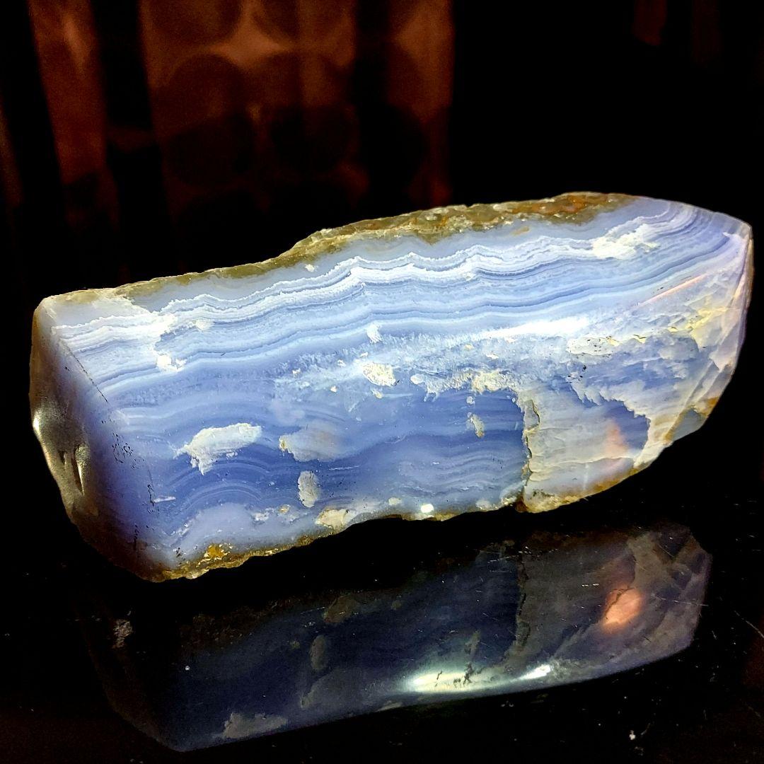 超レア！大きくてとても綺麗なブルーレースアゲート 瑪瑙メノー 原石表面磨き523