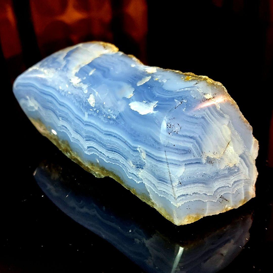 超レア！大きくてとても綺麗なブルーレースアゲート 瑪瑙メノー 原石表面磨き523