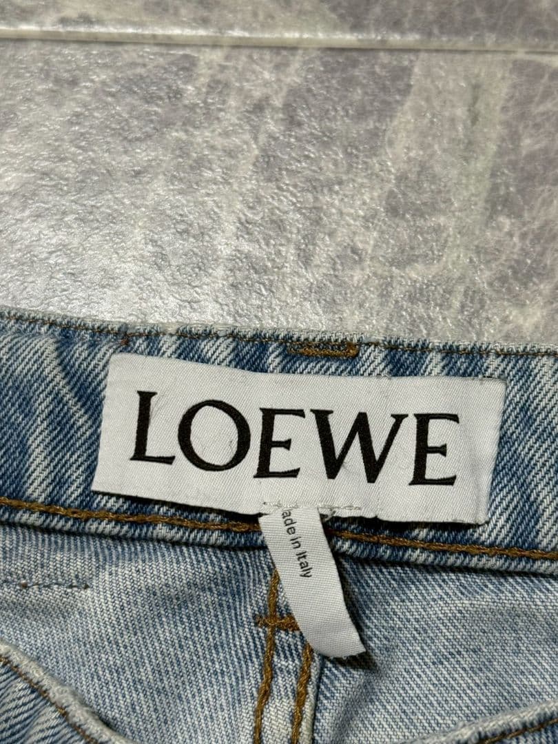 LOEWE ロエベ フィッシャーマン デニムジーンズ パンツ レザーパッチ 48