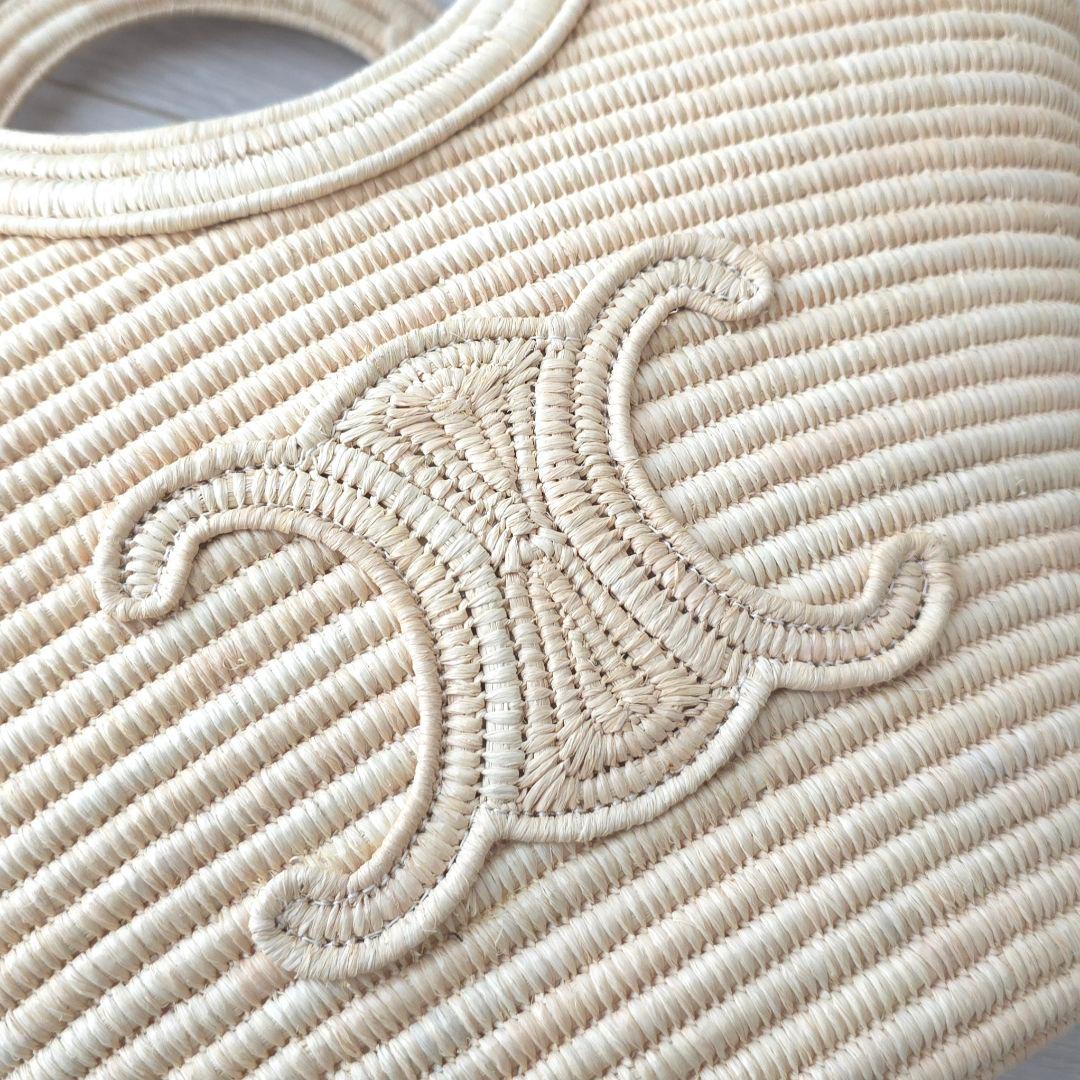 美品【セリーヌ】2025年春夏　ブレーテッド　パニエ 　ラフィア　かごバッグ