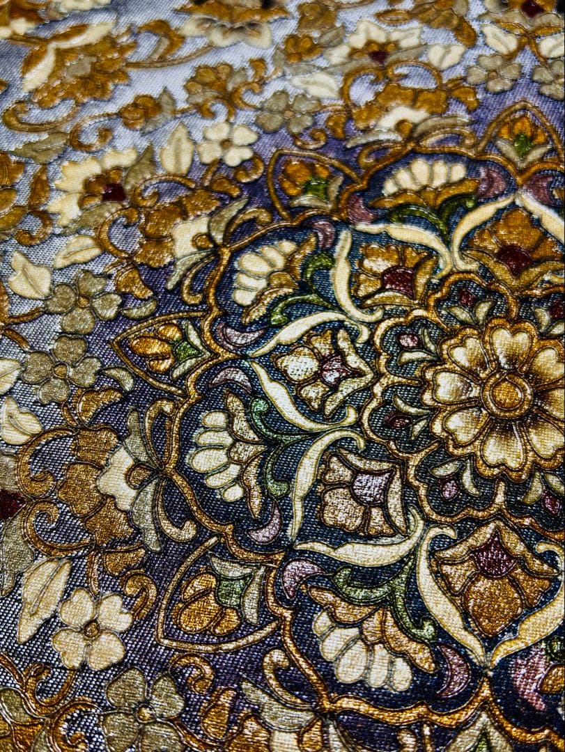 【超美品】袋帯 金駒刺繍　宝相華　お太鼓　シルバー