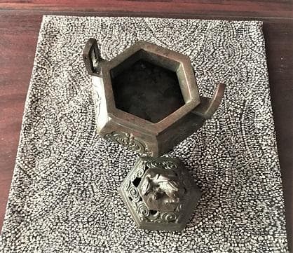 3025 香炉 高岡銅器 玉形 三友文焼 青銅色