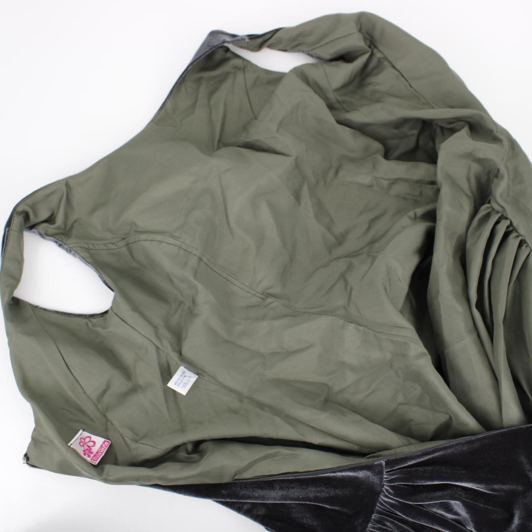 【フラダンス用衣装 極美品】チャコールグレー ベロア生地 ワンピース ドレス