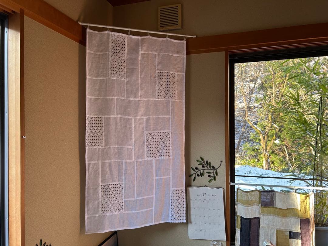 「ベルギーリネンと花刺繍」ポジャギ