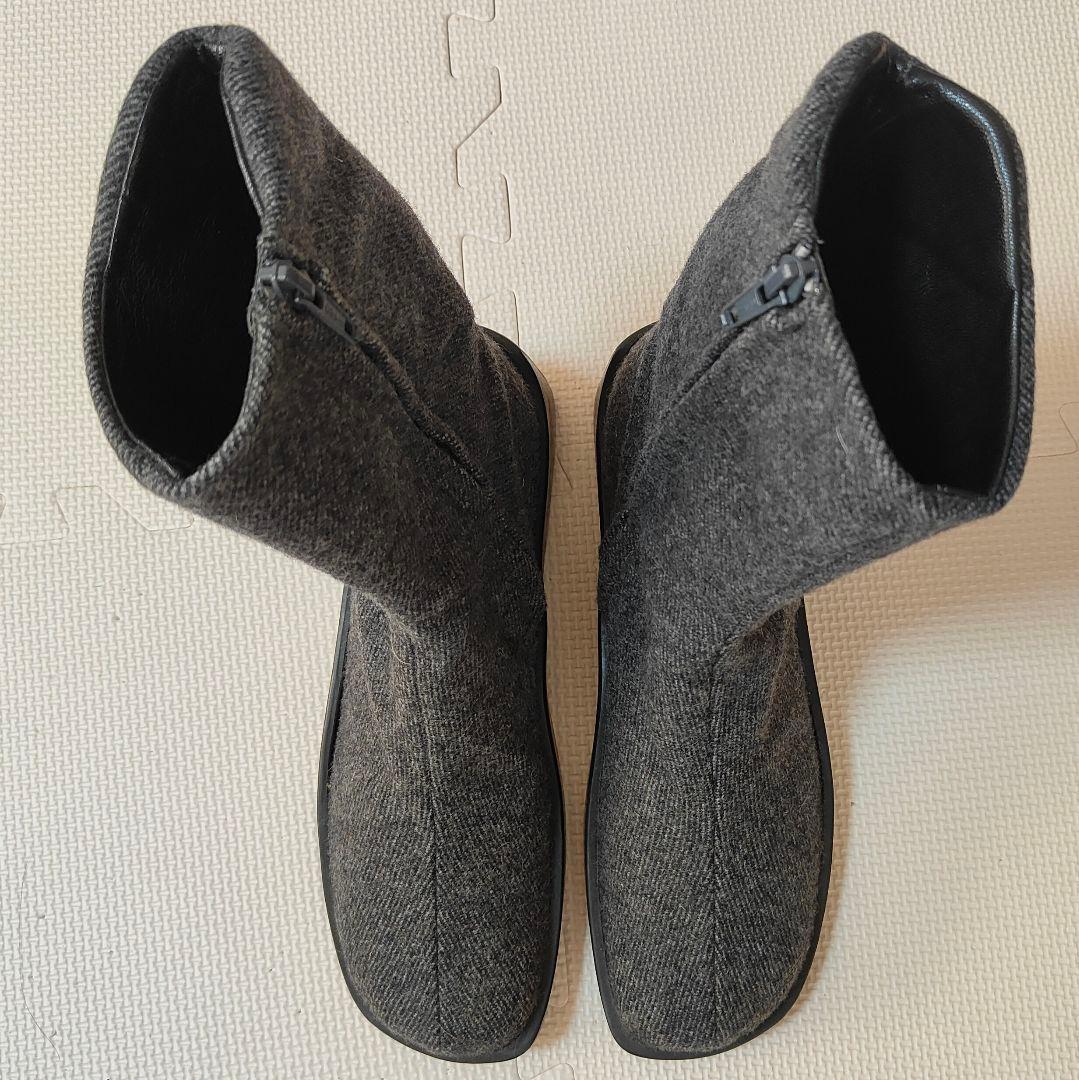 PRADA プラダ　ブーツ　ウール　サイドジップ　グレー　36 23cm