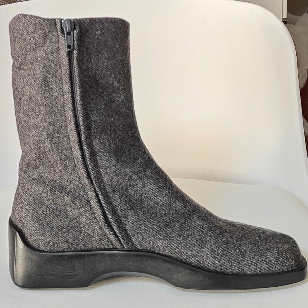 PRADA プラダ　ブーツ　ウール　サイドジップ　グレー　36 23cm
