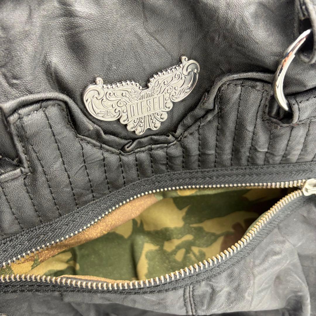 ディーゼル ショルダーバッグ y2k 90s レザー メタルロゴ ブラック 迷彩