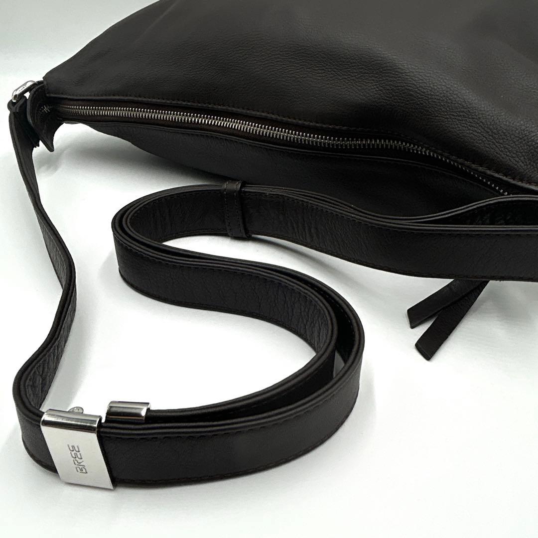 【極美品】 BREE ブリー ダークブラウン ロゴ ショルダーバッグ 袋付き