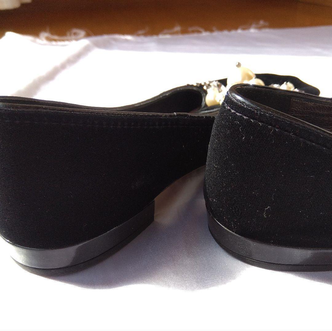 ミュウミュウ　MIUMIU　ビジューベロア　フラットシューズ　37.5
