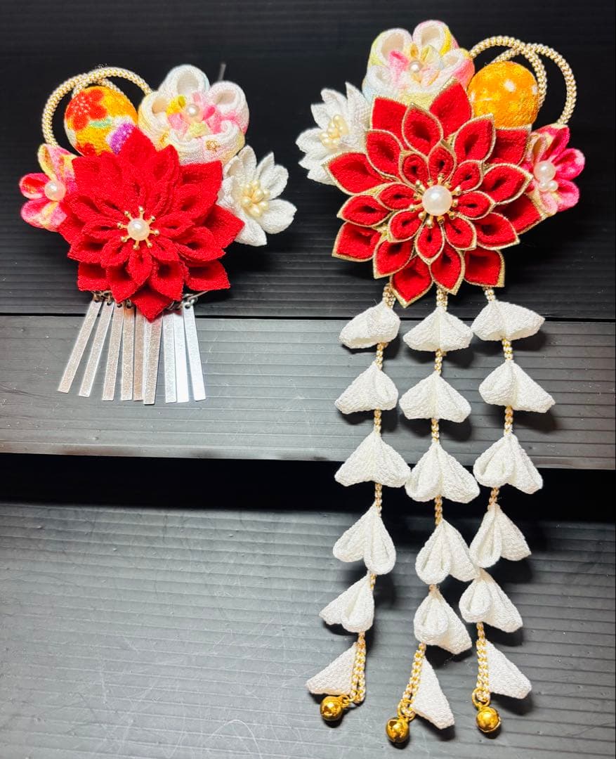 tmm♡Leaさま専用確認用 七五三髪飾りセット 赤色×白色 7-35