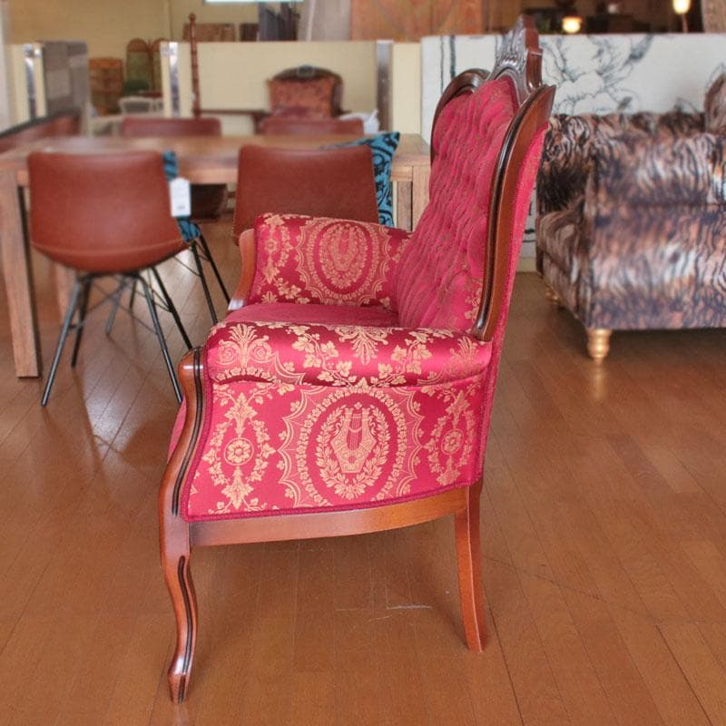 クラシックソファ 幅130cm ファブリック ベンチ 猫足 222-1333