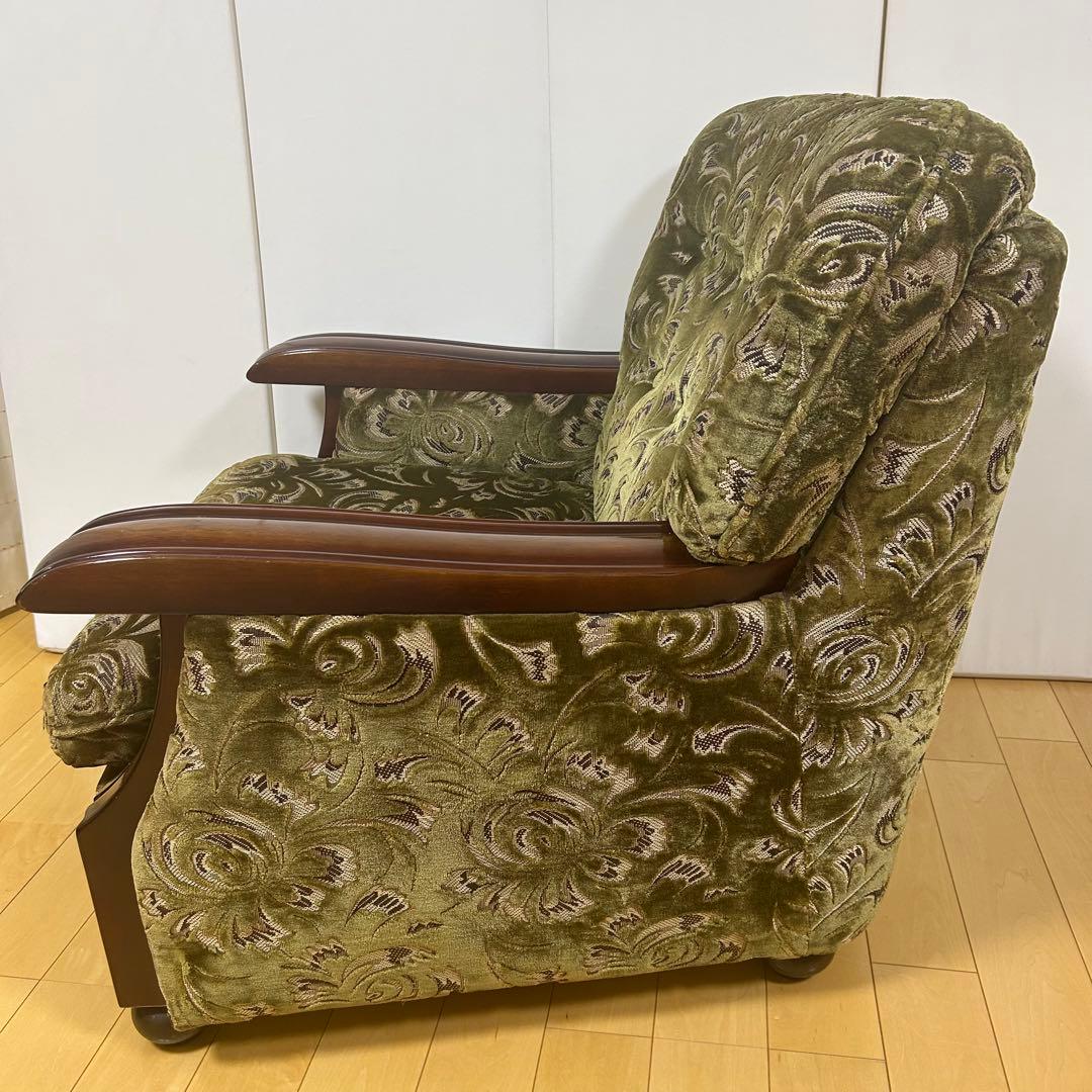 オールドカリモク　金華山　1人ソファ　グリーン　カリモク　karimoku