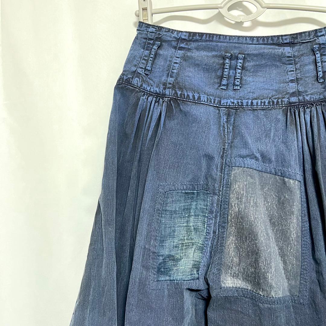 【レア品】KAPITAL 藍染　パッチワーク　ラップキュロット　ガウチョパンツ