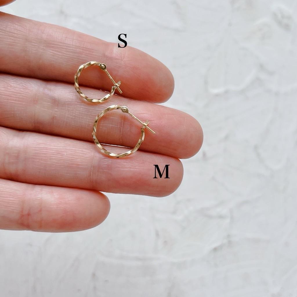K18 ピアス フープ 18K ツイスト つけっぱなし 片耳 12 12ミリ