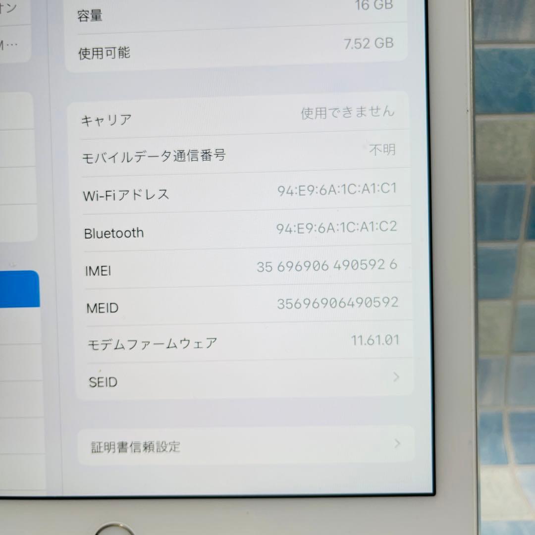 iPad Air 第2世代 本体 16GB Cellular ドコモ シルバー