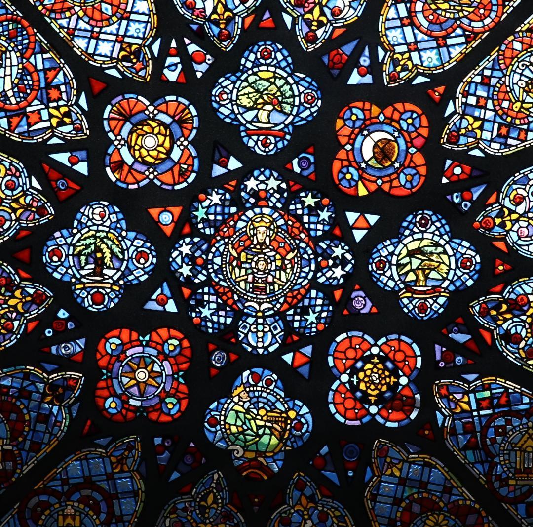 限定作品 ランス ノートルダム大聖堂 ヴィンテージ ステンドグラス 大型 バラ窓