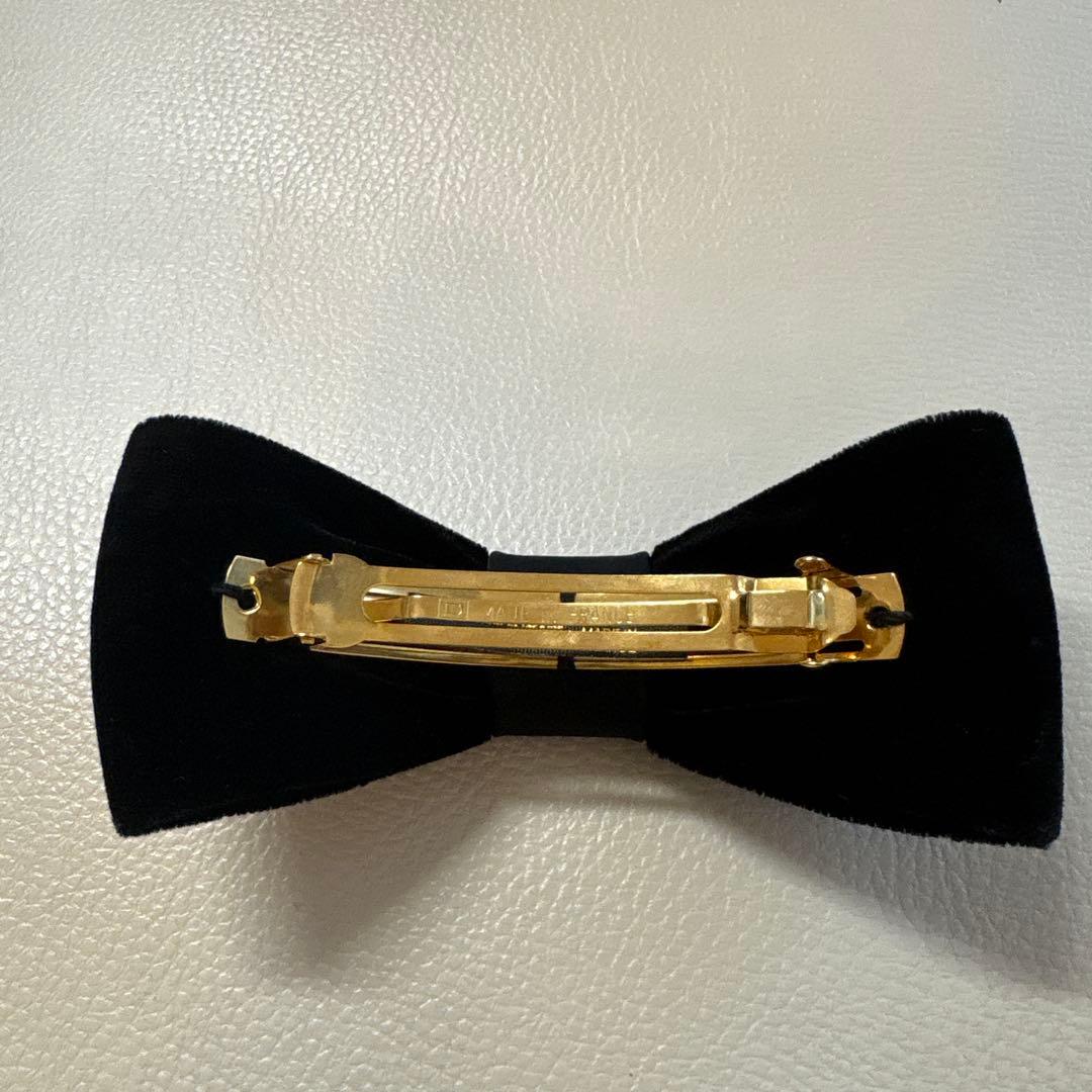 ALEXANDRE ブラック ベルベット リボンバレッタ