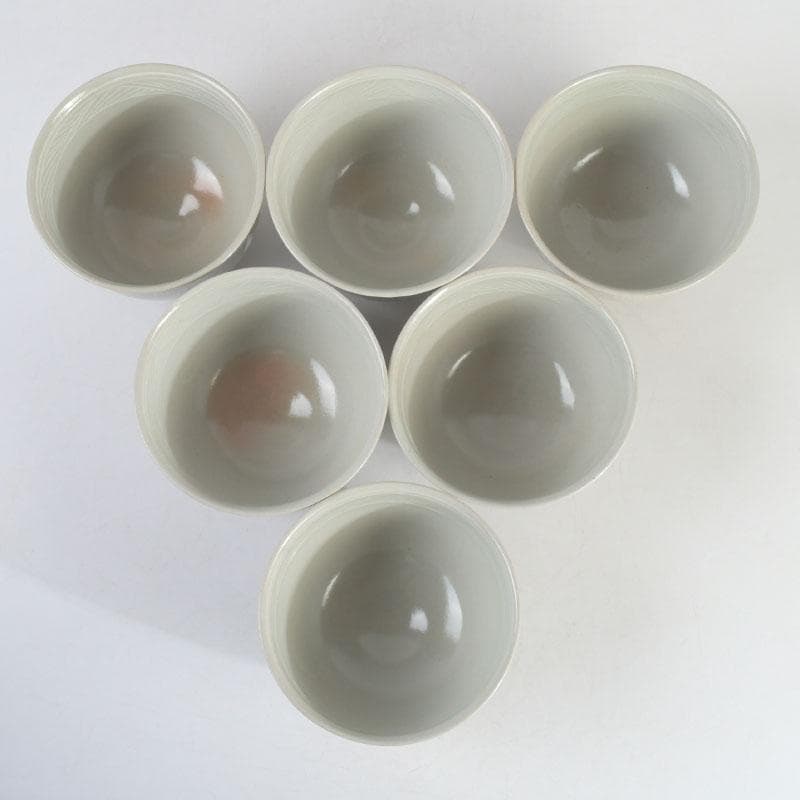 茶道具　京焼　加藤春永作　三島市松　数茶碗　六客　共箱　V　9769