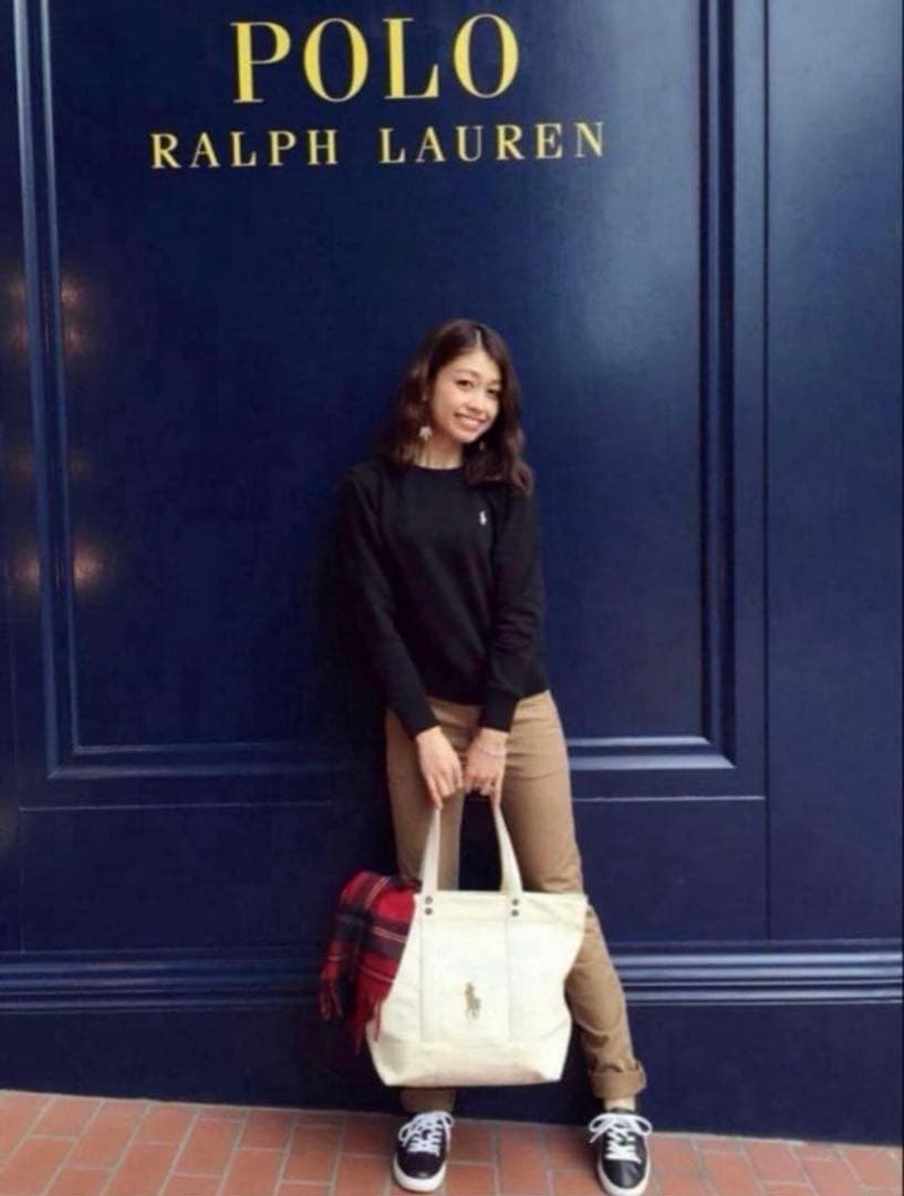 美品✳︎ポロラルフローレンサイドリブスウェットトレーナー黒ホワイトポニーS正規品